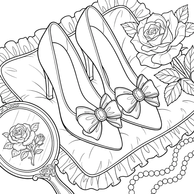 Elegant High - heeled Shoes and Roses