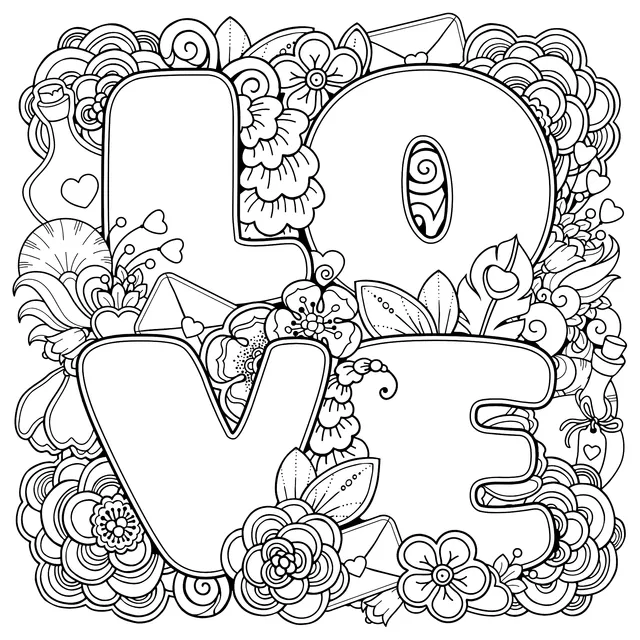 Colorful Flowers and Love Pattern