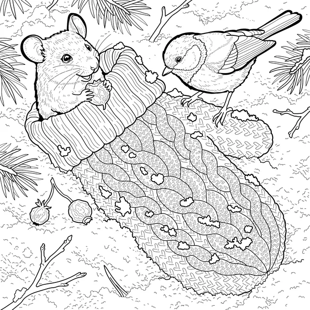 Mouse and Bird in a Mitten