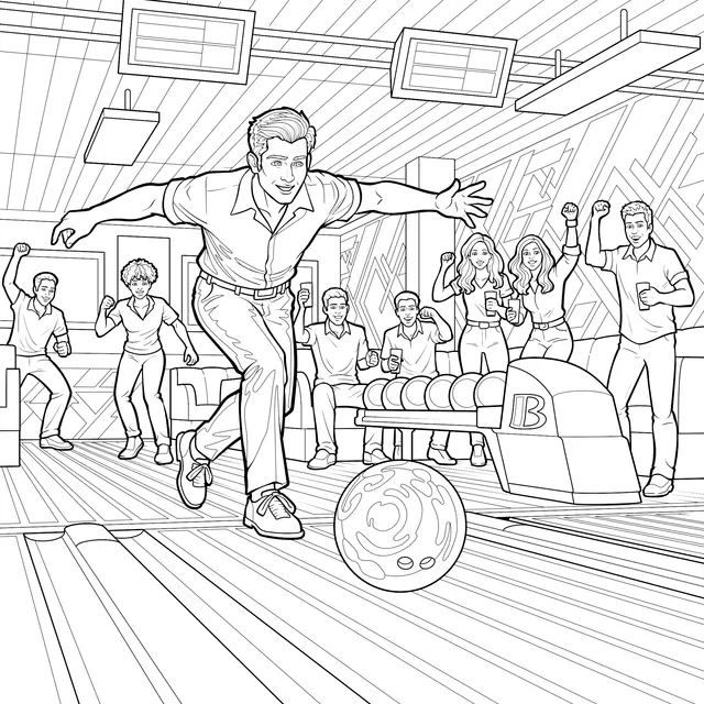 Joyful Moment in the Bowling Alley