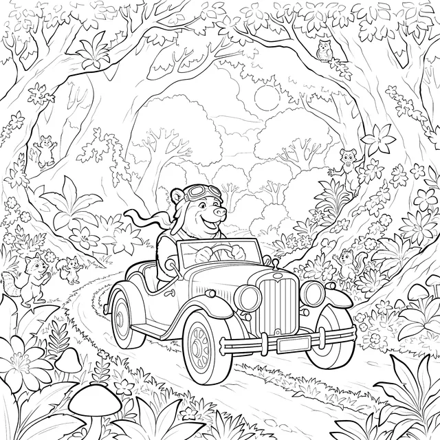 Bear's Self - driving Trip in the Forest