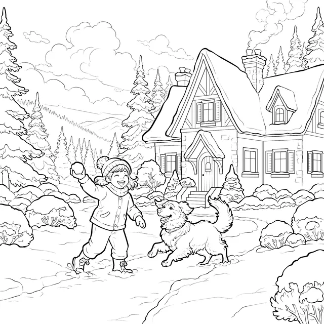 Ai1321_Girl_and_dog_playing_in_the_snow