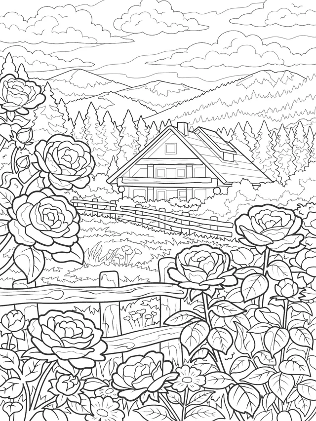 Roses and Cottage in the Countryside