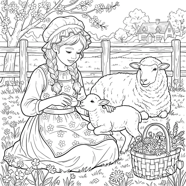 Pastoral Girl and Sheep