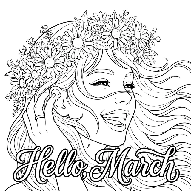 Hello March Illustration
