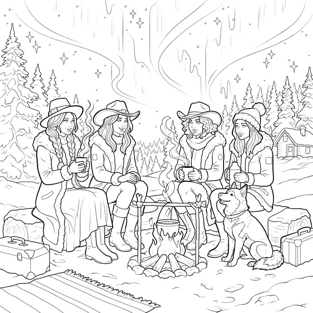 Winter Gathering by the Campfire