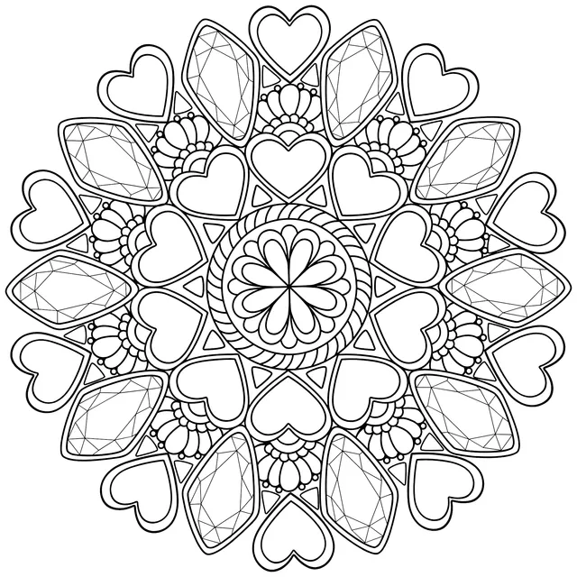 Heart - themed Mandala Pattern