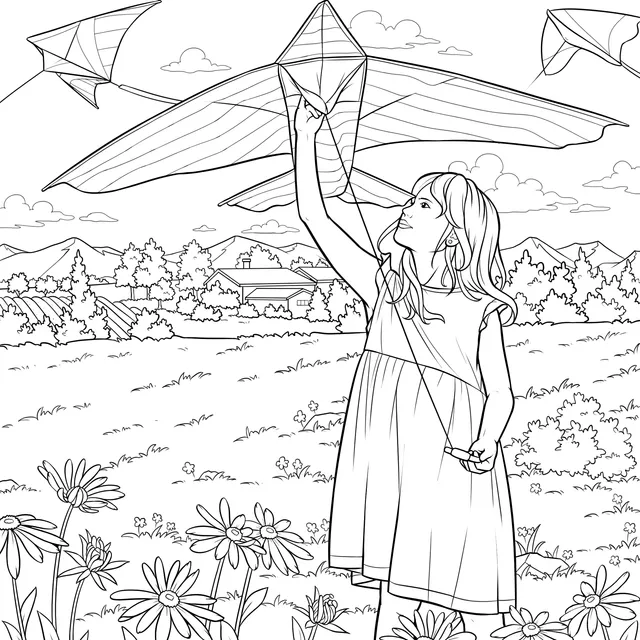 Girl Flying a Kite