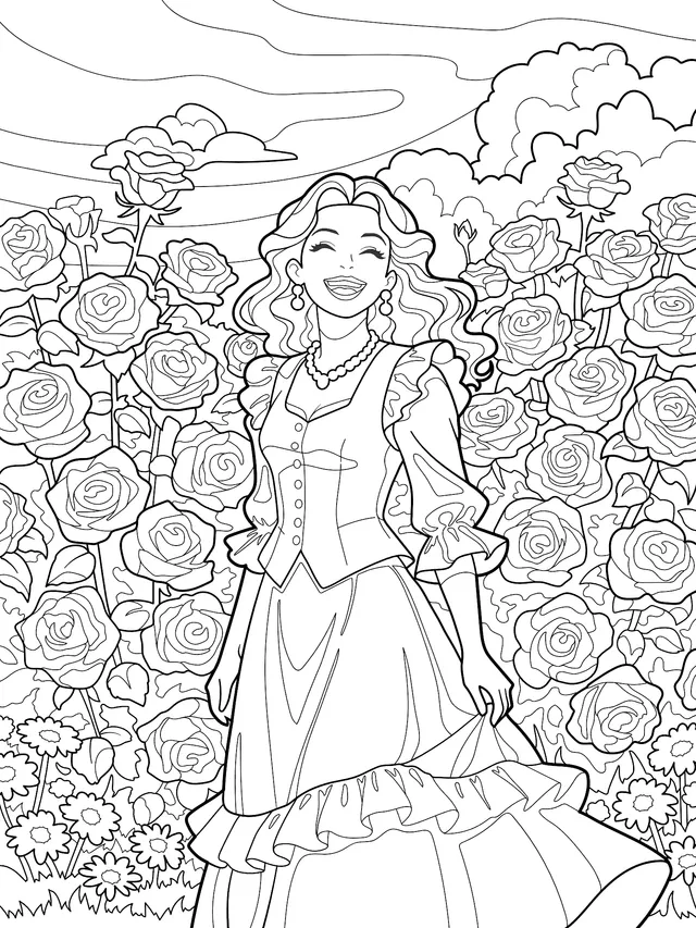 Elegant Lady in the Flower Sea