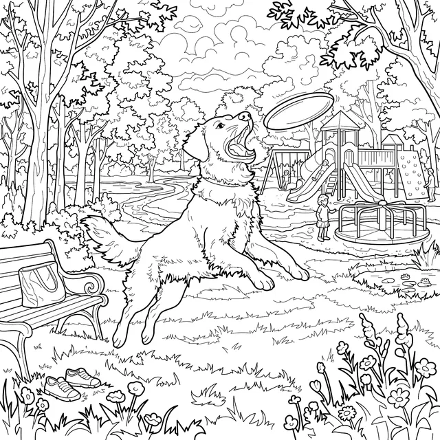 Dog Playing Frisbee in the Park