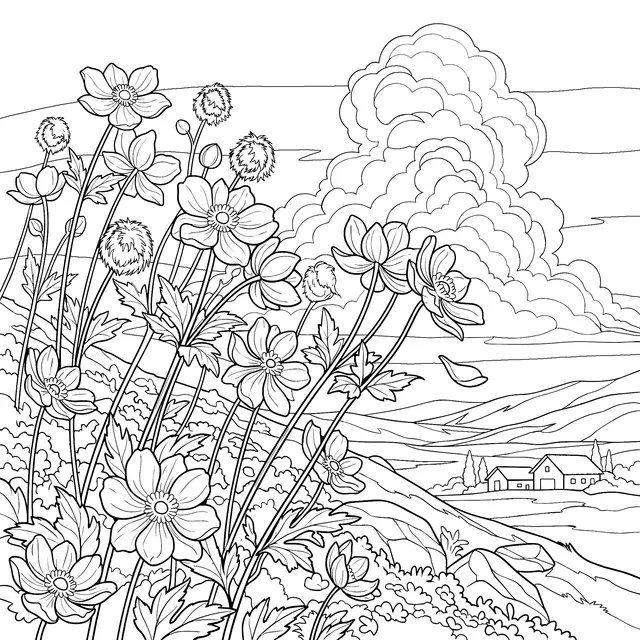 Blossoming Flowers and Rural Scenery