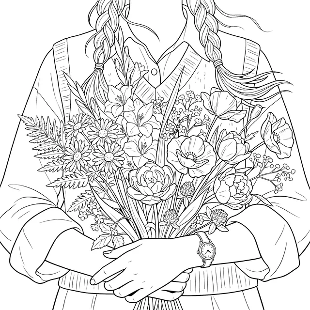 Girl Holding a Bouquet