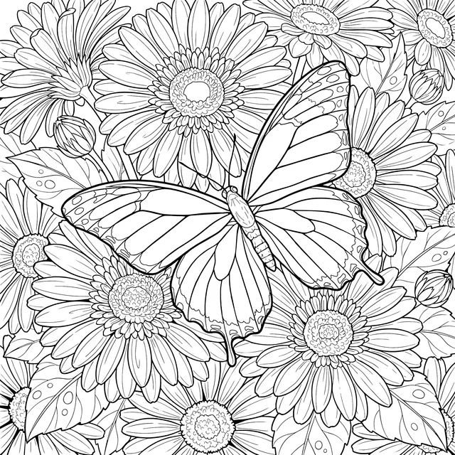 Butterfly Dancing Among Flowers