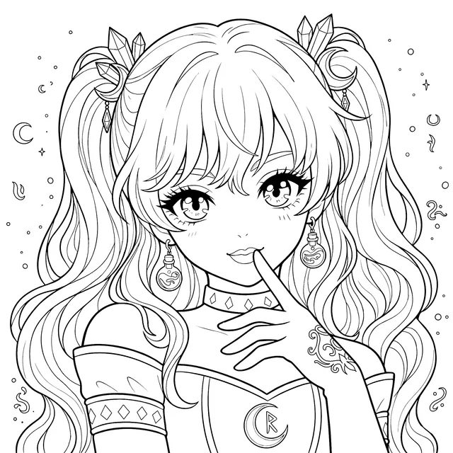 Dreamy Girl with Purple Hair