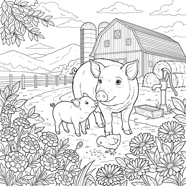 Warm Farm Animal Scene
