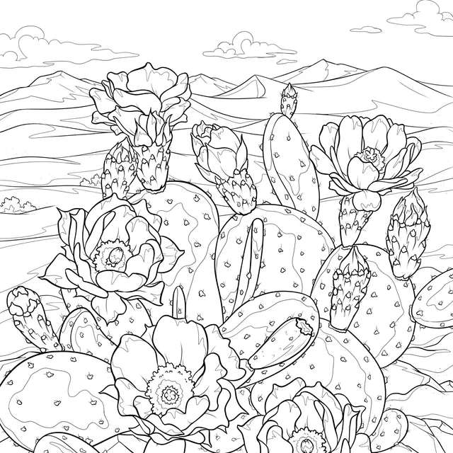 Colorful Cacti in the Desert