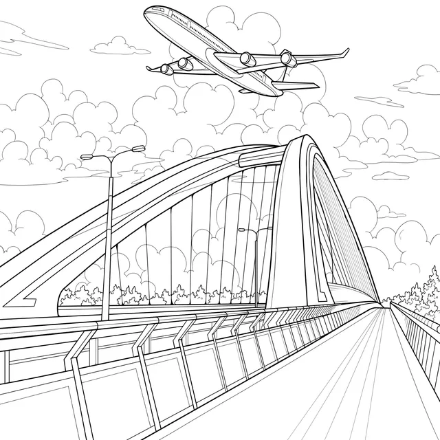 Bridge and Airplane Landscape