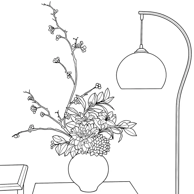 Cozy Indoor Flower - Arrangement Scene