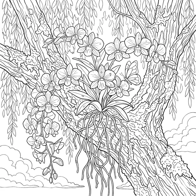 Purple Orchids on the Tree