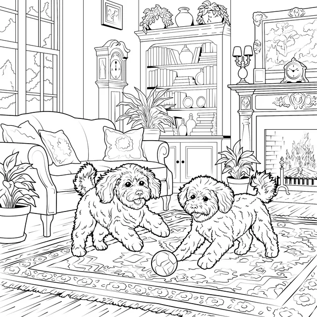 Puppies Playing Indoors