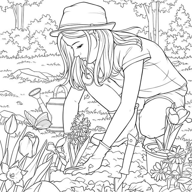 Girl's Gardening Time