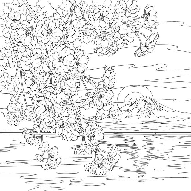 Beautiful Scene of Cherry - blossoms and Mount Fuji