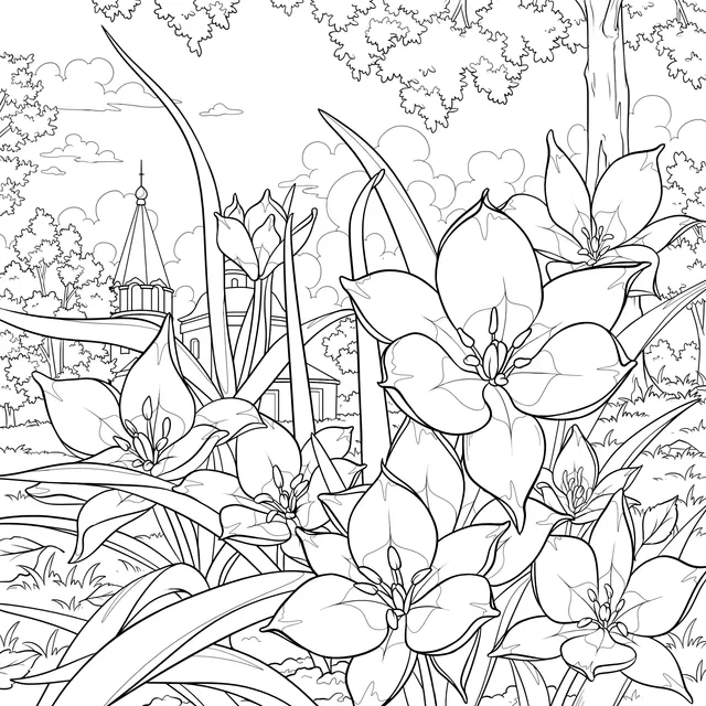 Flowers and Distant Buildings