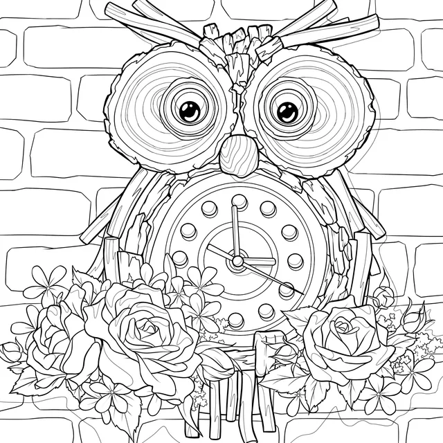 Owl and Floral Clock