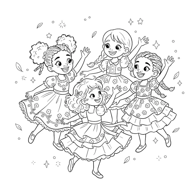 Diverse Little Girls Dancing Joyfully