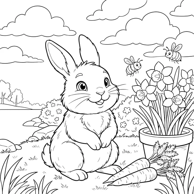 Adorable Bunny in Spring Scene