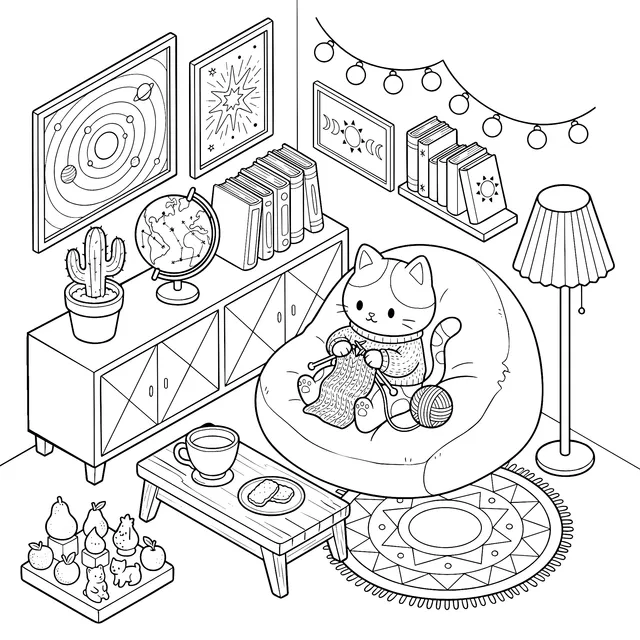 织毛线的猫