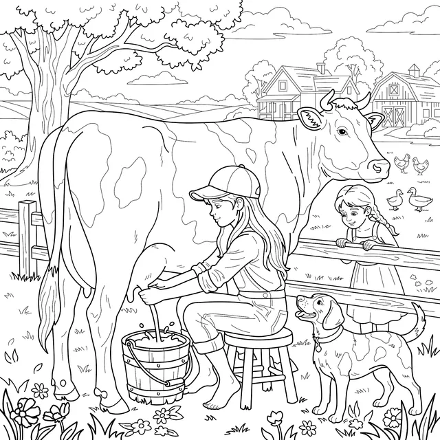 Farm Milking Scene