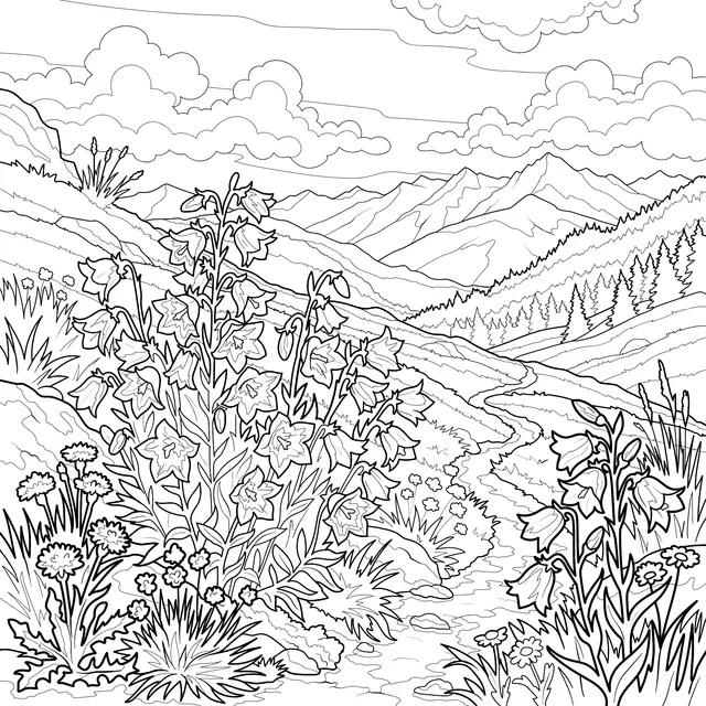 Beautiful Mountain - side Flower Scene