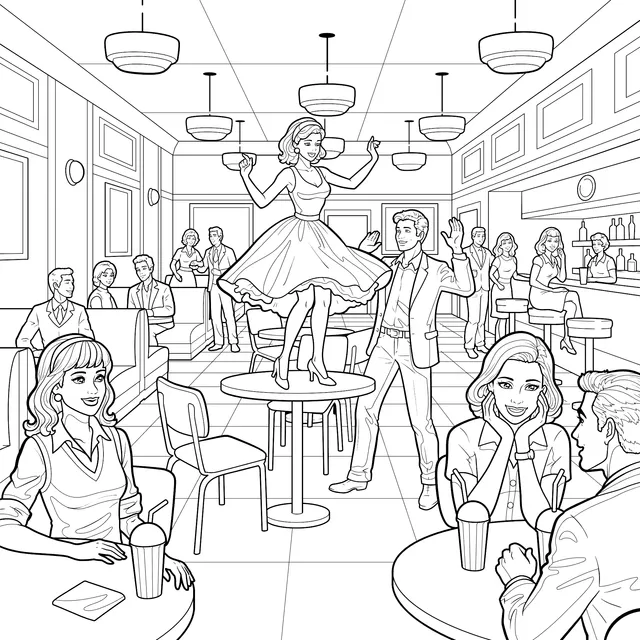 Joyful Scene in a Retro Diner