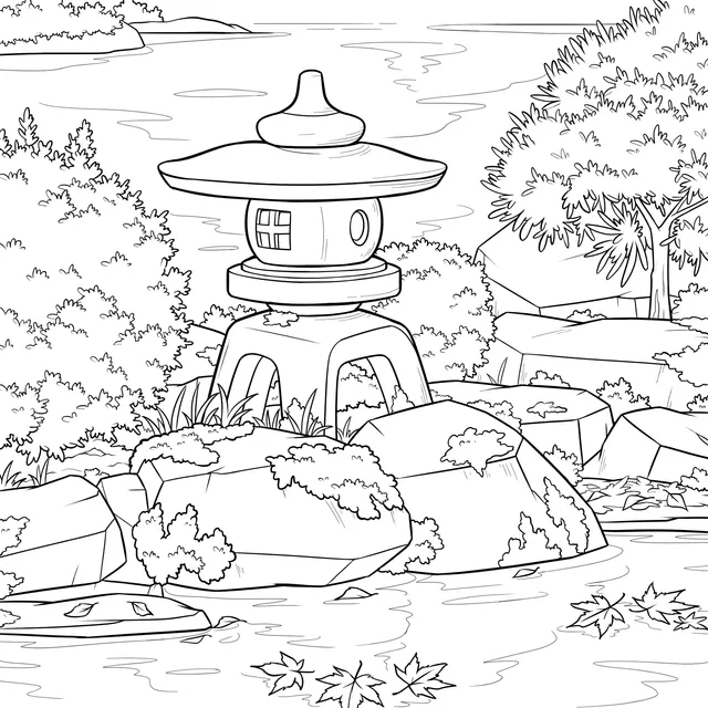 Serene Stone Lantern Scene