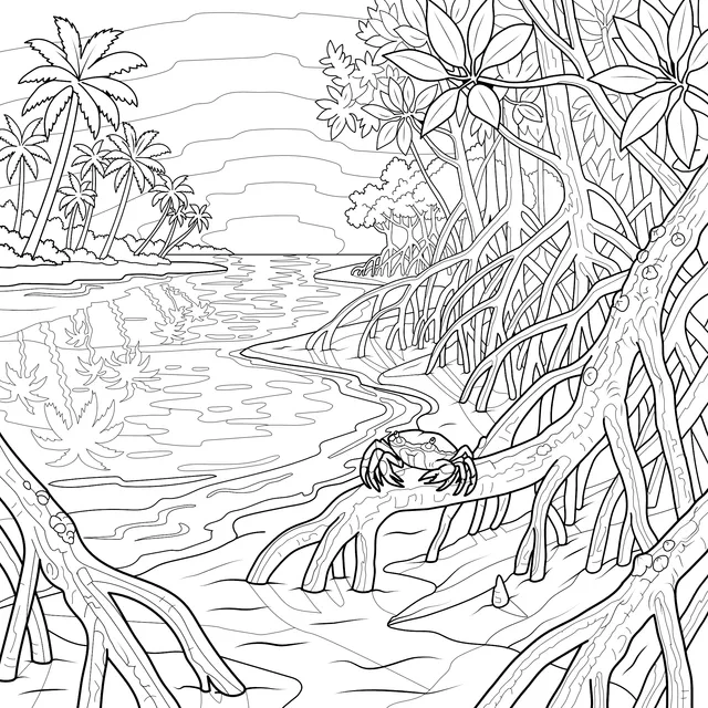 Charming Seaside Mangrove Scenery