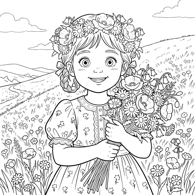 Flower - holding Girl in the Field