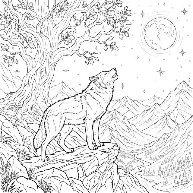 Wolf Howling at the Moon
