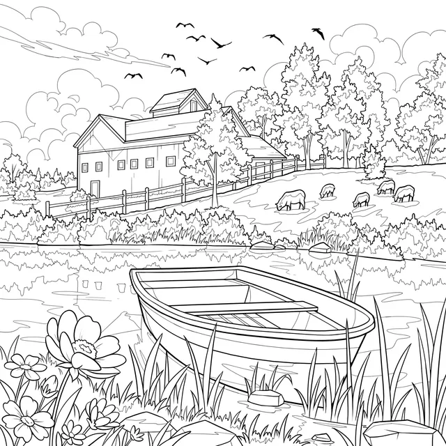 Pastoral Lakeside Scenery