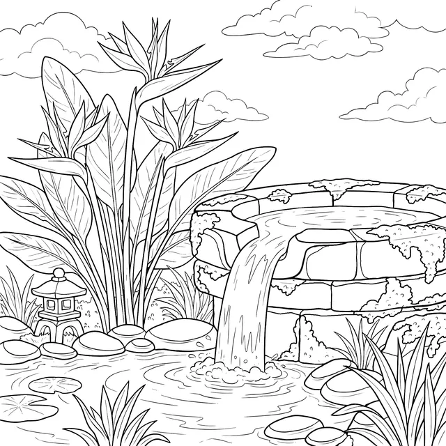 Strelitzia Garden Small Fountain