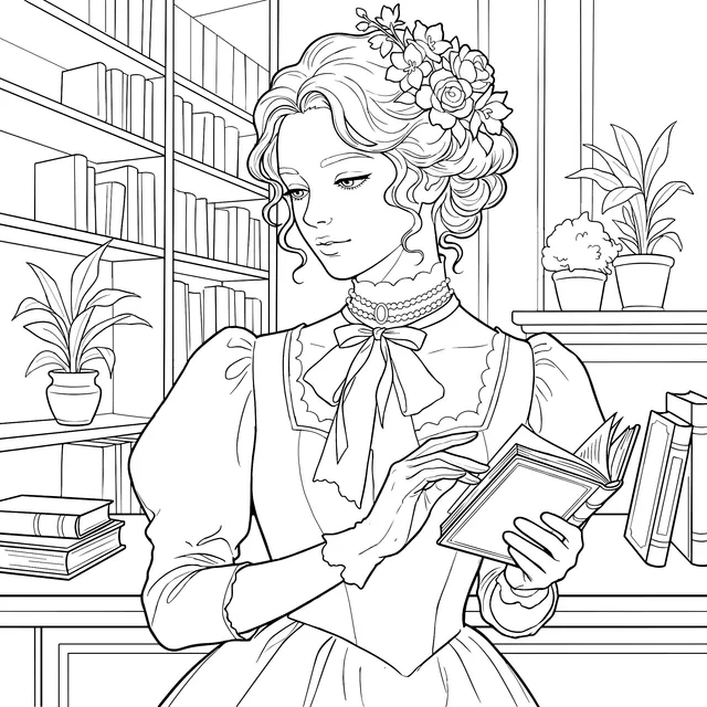 Vintage - styled Reading Woman