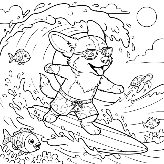 Corgi Surfing