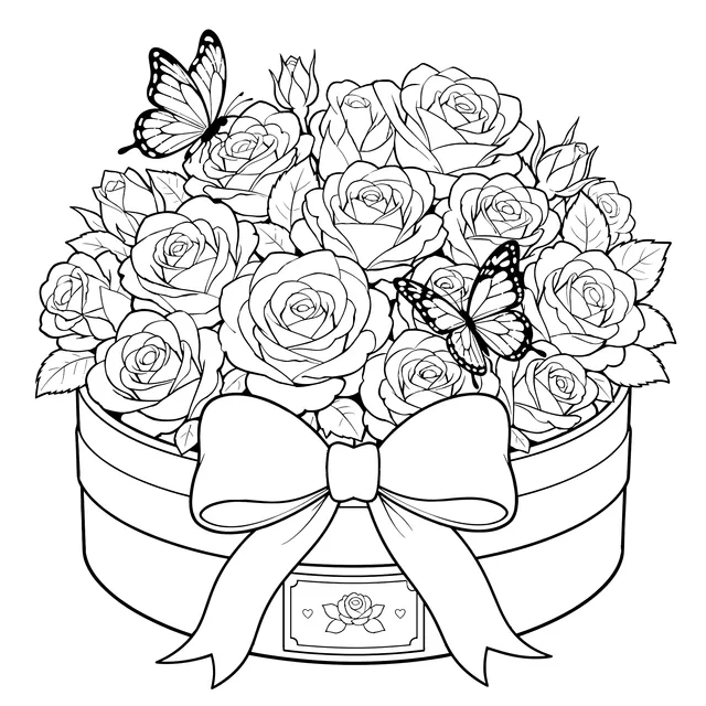 Exquisite Rose Gift - box and Butterflies