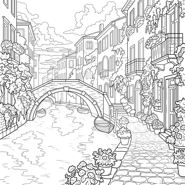 Romantic Water - town Scene