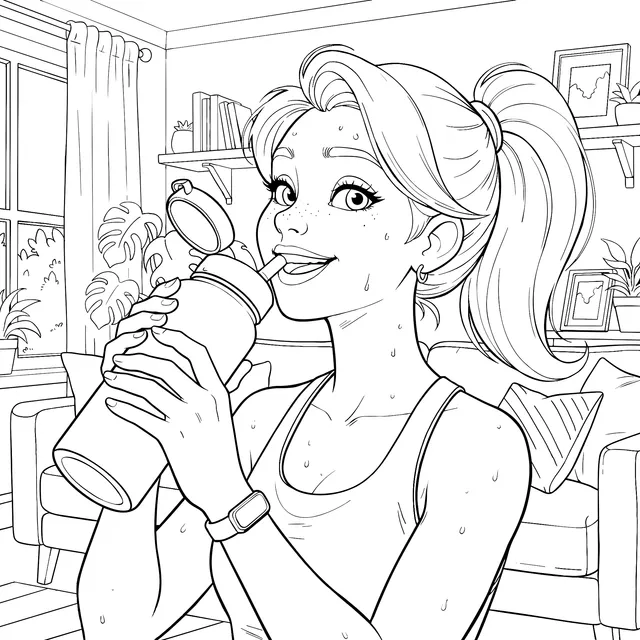 Vibrant Girl Drinking Water