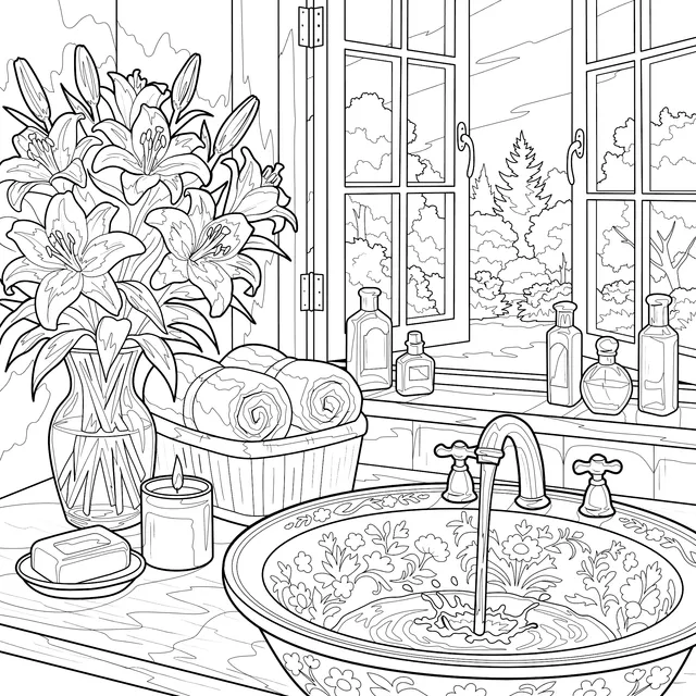 Cozy Wash - up Scene by the Window