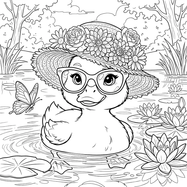 Fashionable Little Duck's Relaxing Time