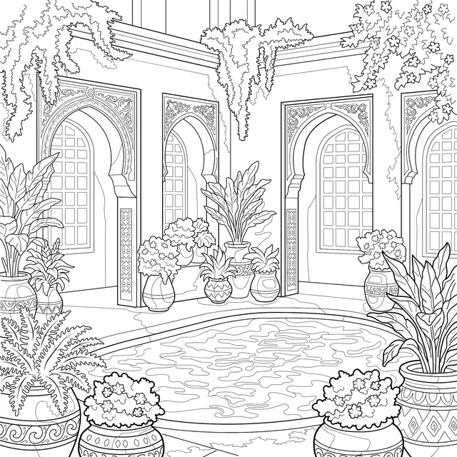 Dreamy Courtyard Scene