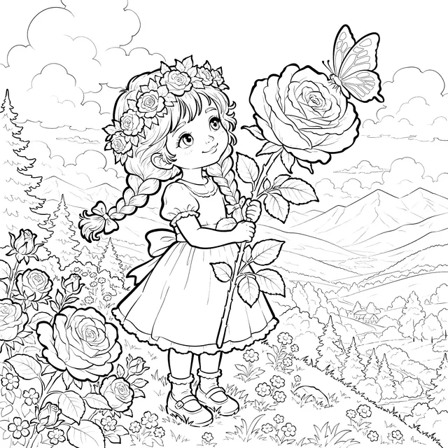 Girl with a Rose in a Pastoral Scene