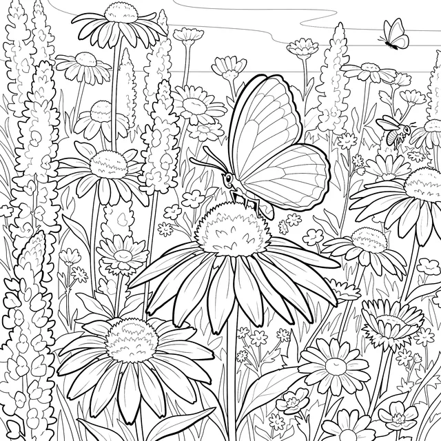 Butterfly Dancing in Flower Bed